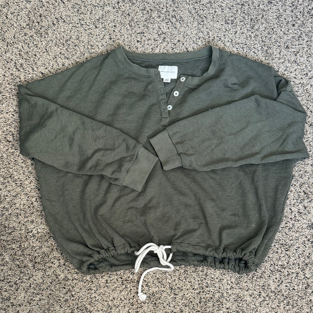 American Eagle Sage Green Knit Henley - Picture 4 of 7